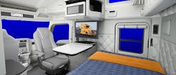 Kenworth offers an optional Driver's Studio package that allows the passenger seat to swivel and become part of the sleeper cab layout. Kenworth offers an optional Driver's Studio package that allows the passenger seat to swivel and become part of the sleeper cab layout.