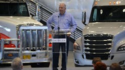 DTNA's retiring President and CEO Roger Nielsen speaks during a past event in Oregon. DTNA's retiring President and CEO Roger Nielsen speaks during a past event in Oregon.