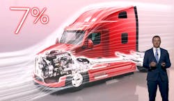 Jason Skoog, Peterbilt general manager and Paccar vice president, unveils the redesigned Model 579 during a live YouTube stream. Jason Skoog, Peterbilt general manager and Paccar vice president, unveils the redesigned Model 579 during a live YouTube stream.