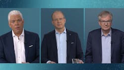 During an April 29 digital launch in Europe, Martin Lundstedt, Volvo Group president and CEO, center, and Martin Daum, CEO of Daimler Truck AG, right, publicly outlined their roadmap for cellcentric. During an April 29 digital launch in Europe, Martin Lundstedt, Volvo Group president and CEO, center, and Martin Daum, CEO of Daimler Truck AG, right, publicly outlined their roadmap for cellcentric.