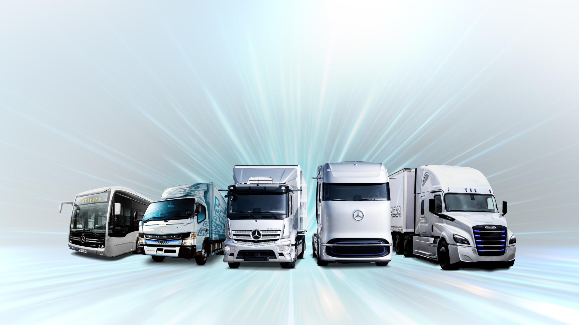 Daimler Truck brands include Freightliner, Mercedes-Benz, Fuso and BharatBenz.