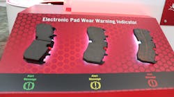 Meritor's EX+LS air disc brakes have Electronic Pad Wear Warning Indicators to tell fleets when it's time to make a change. Meritor's EX+LS air disc brakes have Electronic Pad Wear Warning Indicators to tell fleets when it's time to make a change.