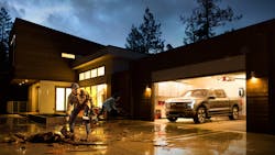 With the 80-amp Ford Charge Station Pro charger installed, the Ford F-150 Lightning can power a home&apos;s appliances during a blackout.