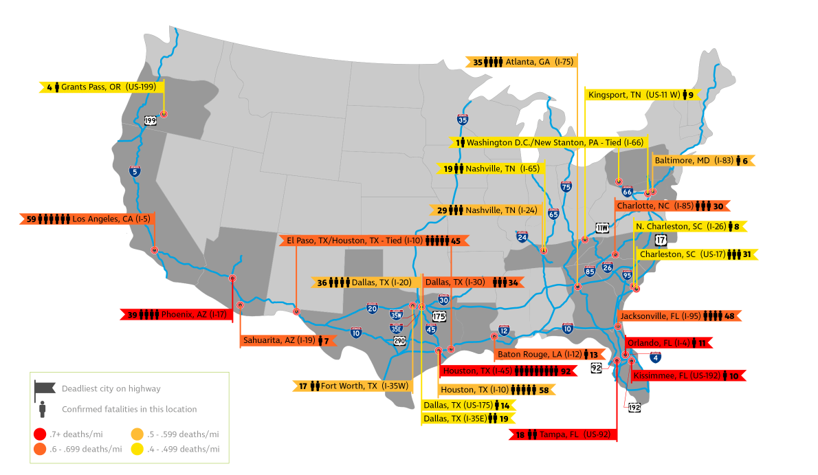 25 Most Deadly Roads In United States 2021