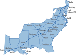 Colonial Pipeline consists of 5,500 miles of liquid petroleum pipelines extending from Texas to New Jersey. Two mainlines form the backbone of Colonial, with 65 stub lines extending from the mainline, which serves nearly half of the East Coast. Colonial Pipeline consists of 5,500 miles of liquid petroleum pipelines extending from Texas to New Jersey. Two mainlines form the backbone of Colonial, with 65 stub lines extending from the mainline, which serves nearly half of the East Coast.