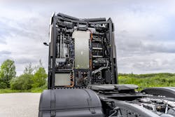 Anterior view of the Gen2 fuel cell electric truck. Anterior view of the Gen2 fuel cell electric truck.