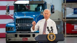 President Joe Biden speaks at the Mack Trucks Lehigh Valley Operations facility in Macungie, Pennsylvania, where all Mack heavy-duty models for North America and export are assembled. President Joe Biden speaks at the Mack Trucks Lehigh Valley Operations facility in Macungie, Pennsylvania, where all Mack heavy-duty models for North America and export are assembled.