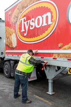 Tyson’s private fl eet drivers have a 97% to 98% on-time delivery rate this year. Tyson’s private fl eet drivers have a 97% to 98% on-time delivery rate this year.