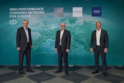 From right: Martin Lundstedt, president and CEO of Volvo Group, Matthias Gr&uuml;ndler, CEO of Traton Group, and Martin Daum, CEO of Daimler Truck.