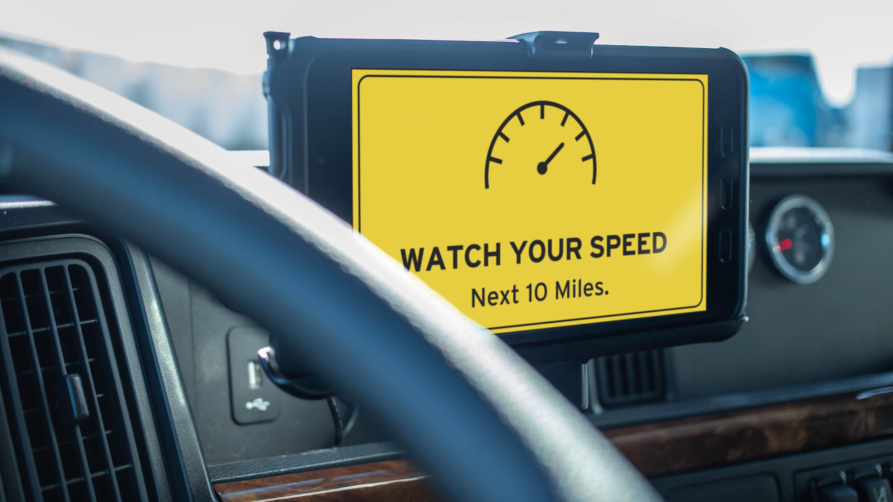 Drivewyze‘s Safety+ allows fleets to coach drivers through speed-related zones.