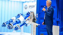 Tim Farney, VP of global sales and product strategy for Dana, introduces Dana's latest e-powertrain offerings during ACT Expo 2021.