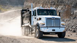 The Western Star 47X is suited to regions or applications that require a shorter overall vehicle length, such as drywall trucks. The Western Star 47X is suited to regions or applications that require a shorter overall vehicle length, such as drywall trucks.