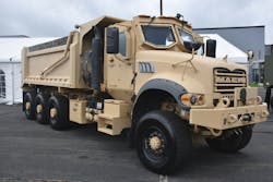 This armored version of the M917A3 has undergone punishing tests at the Aberdeen Test Center and has since been refurbished by Mack Defense. This armored version of the M917A3 has undergone punishing tests at the Aberdeen Test Center and has since been refurbished by Mack Defense.
