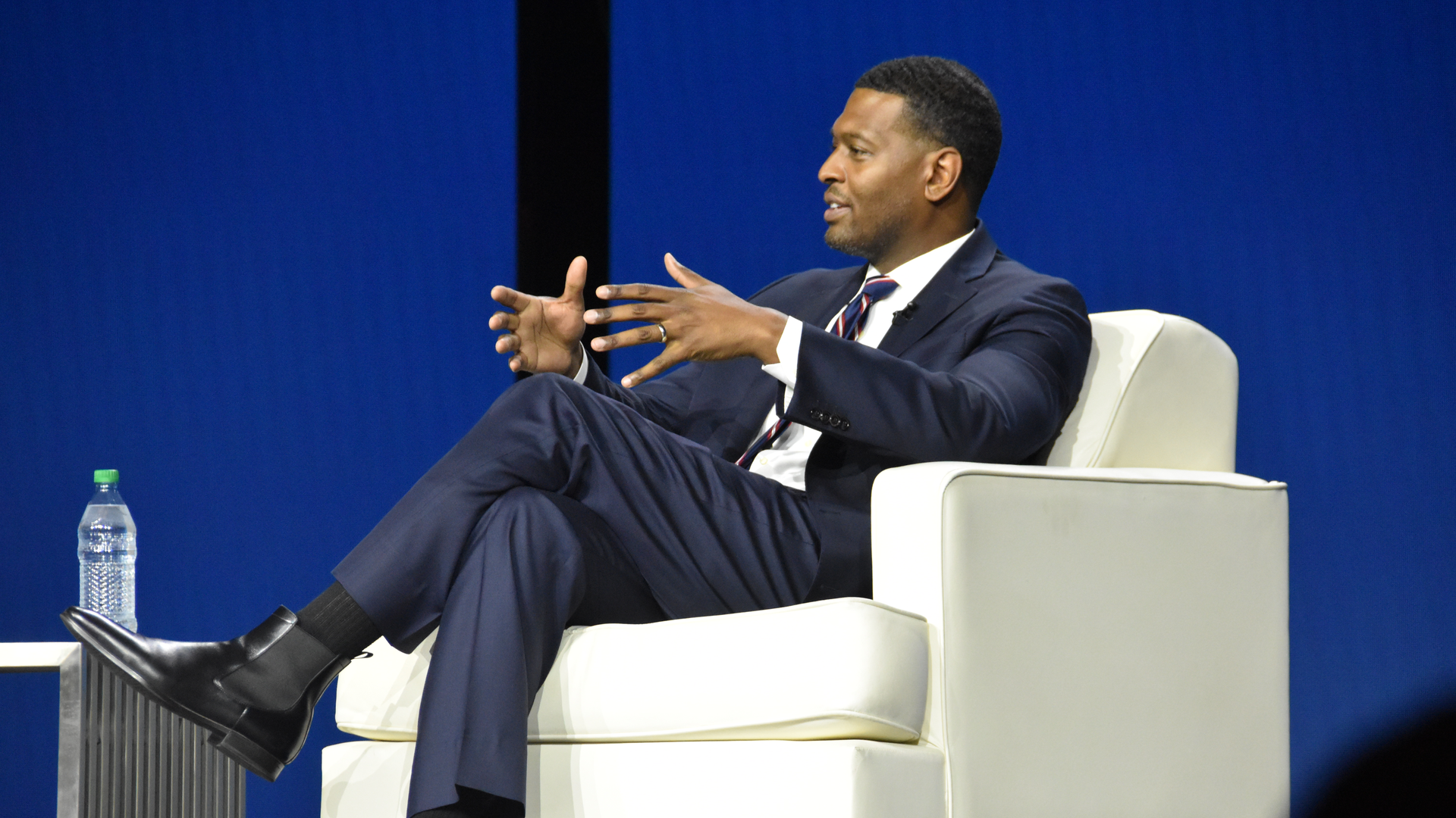 Michael Regan, U.S. Environmental Protection Agency administrator, speaks at the 2021 American Trucking Associations Management Conference & Exhibition.