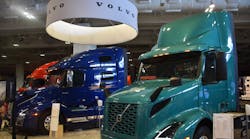 Volvo Trucks North America featured the VNR Electric, the 25th anniversary VNL 760, and an original Volvo VN truck from 1996 in its booth during American Trucking Associations&rsquo; 2021 Management Conference &amp; Exhibition