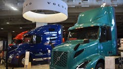 Volvo Trucks North America featured the VNR Electric, the 25th anniversary VNL 760, and an original Volvo VN truck from 1996 in its booth during American Trucking Associations’ 2021 Management Conference & Exhibition Volvo Trucks North America featured the VNR Electric, the 25th anniversary VNL 760, and an original Volvo VN truck from 1996 in its booth during American Trucking Associations’ 2021 Management Conference & Exhibition