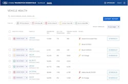 Ford Pro Telematics Essentials offers fleets web-based access to vehicle health data, including odometer readings, diagnostic trouble codes, information on oil life and engine hours. Ford Pro Telematics Essentials offers fleets web-based access to vehicle health data, including odometer readings, diagnostic trouble codes, information on oil life and engine hours.