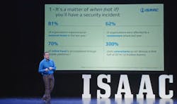 Joe Russo, Isaac Instruments IT director, spoke during the 2021 Isaac User Conference about cybersecurity threats. Joe Russo, Isaac Instruments IT director, spoke during the 2021 Isaac User Conference about cybersecurity threats.