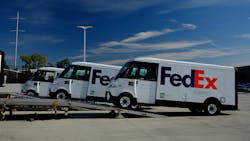The FedEx Express EV600s roll off the delivery truck. The FedEx Express EV600s roll off the delivery truck.