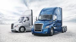 Freightliner is among the OEMs pushing technology upgrades going into 2022, with the Detroit Assurance suite of safety systems on the Cascadia.