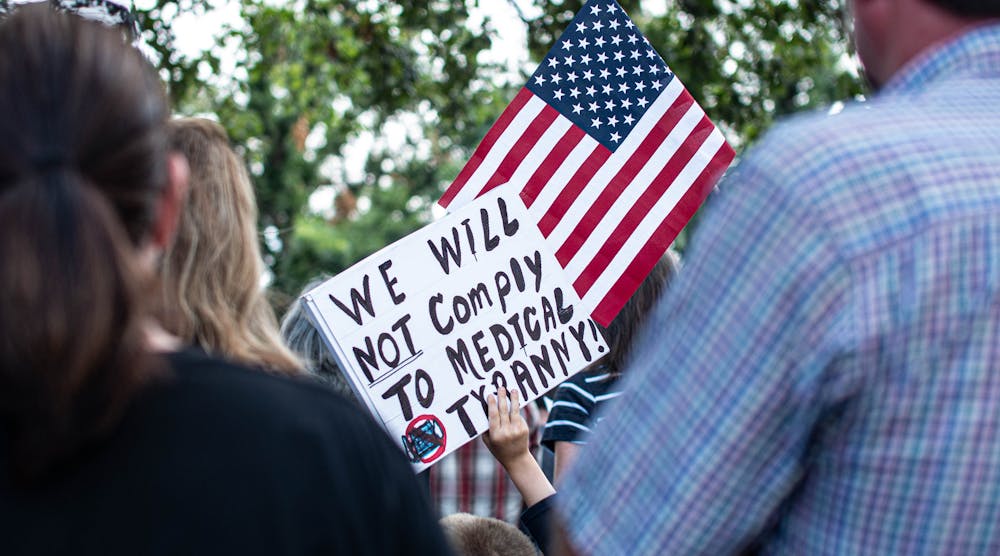 Protestors of vaccine mandates in Oklahoma.