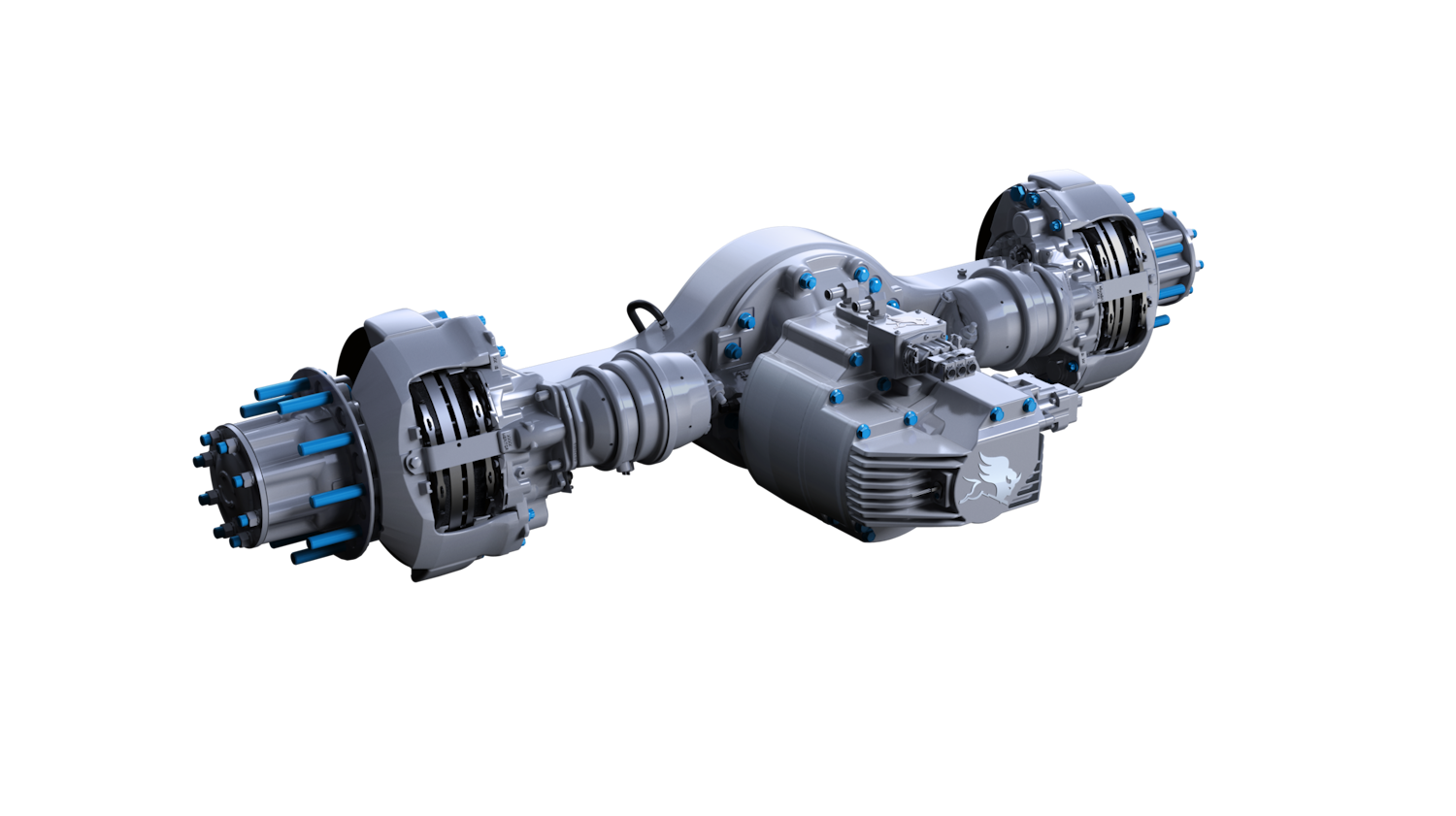 Meritor is developing three different electric powertrain platforms: the 12Xe, 14Xe, and 17Xe. The 12Xe is focused on Class 4-5 vehicles; the 14Xe (pictured here) is for Class 6-7 vehicles, or Class 8 as a tandem; the 17Xe is for Class 8 single axle applications. Meritor is developing three different electric powertrain platforms: the 12Xe, 14Xe, and 17Xe. The 12Xe is focused on Class 4-5 vehicles; the 14Xe (pictured here) is for Class 6-7 vehicles, or Class 8 as a tandem; the 17Xe is for Class 8 single axle applications.