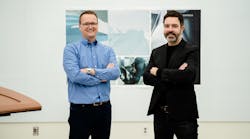 Darek Villeneuve (left) and Jeff Cotner (right) collaborate on DTNA&apos;s SuperTruck II project.