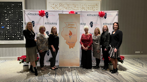 Women's Coalition of the Illinois Trucking Association gather in December 2021 after the coalition's official launch.