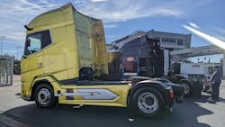 The XG+, the newest heavy-duty truck from Paccar&apos;s European subsidiary DAF, joined an autonomous Peterbilt truck and electric Kentworth truck at Paccar&apos;s CES 2022 exhibit.