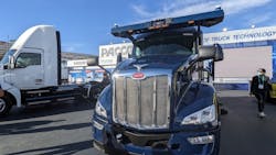 Peterbilt unveiled its first Model 579 equipped with the Aurora Driver, a Level 4 advanced autonomous system, at CES 2022.