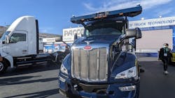Peterbilt unveiled its first Model 579 equipped with the Aurora Driver, a Level 4 advanced autonomous system, at CES 2022. Peterbilt unveiled its first Model 579 equipped with the Aurora Driver, a Level 4 advanced autonomous system, at CES 2022.
