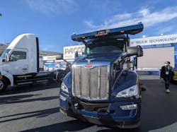 Peterbilt unveiled its first Model 579 equipped with the Aurora Driver, a Level 4 advanced autonomous system, at CES 2022. Peterbilt unveiled its first Model 579 equipped with the Aurora Driver, a Level 4 advanced autonomous system, at CES 2022.