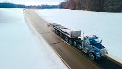 A Peterbilt 579, equipped with the TX-18 transmission, hauls 80,000 lb. at Eaton's proving grounds. A Peterbilt 579, equipped with the TX-18 transmission, hauls 80,000 lb. at Eaton's proving grounds.