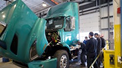 Technicians at Camions Volvo Montreal completing their required training on the Volvo VNR Electric as part of the Volvo Trucks EV Certified dealership designation. Technicians at Camions Volvo Montreal completing their required training on the Volvo VNR Electric as part of the Volvo Trucks EV Certified dealership designation.