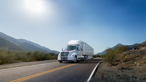Navistar's International LT on-highway tractor includes aerodynamic devices and features to maximize fuel economy.