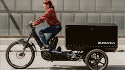 Zoomo's cargo e-trike for last-mile deliveries. Zoomo's cargo e-trike for last-mile deliveries.