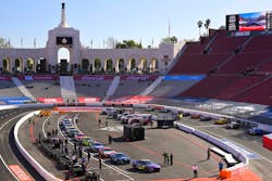 The Busch Light Clash at the Coliseum turned the historic Los Angeles Memorial Coliseum into a quarter-mile NASCAR track. The Busch Light Clash at the Coliseum turned the historic Los Angeles Memorial Coliseum into a quarter-mile NASCAR track.