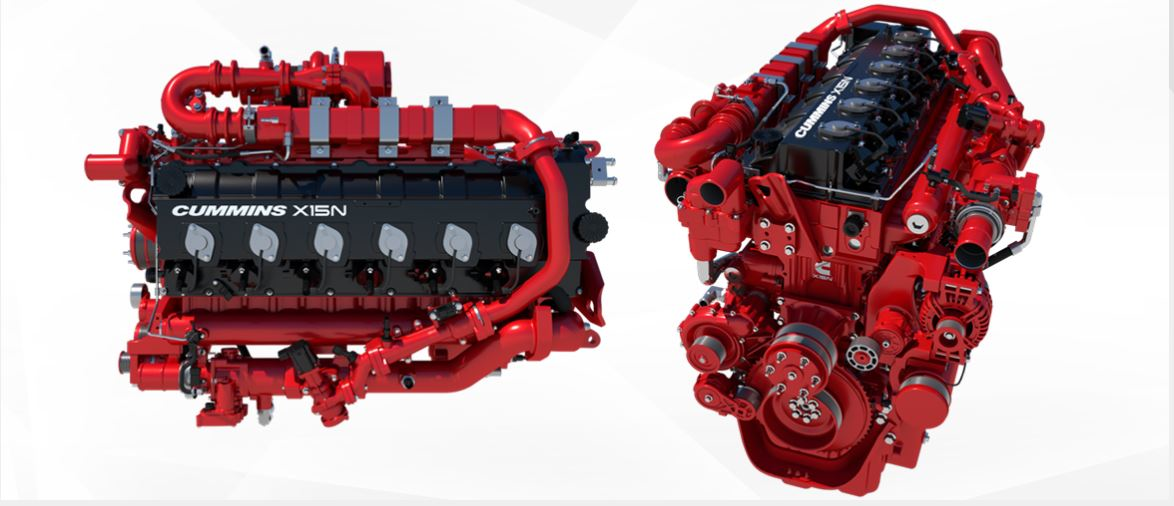 Cummins' 15-liter natural gas engine for linehaul applications recently launched in the North American market. Cummins' 15-liter natural gas engine for linehaul applications recently launched in the North American market.