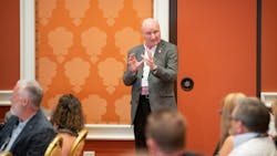 TCA Chairman Jim Ward speaks during the opening day of Truckload 2022: Las Vegas. TCA Chairman Jim Ward speaks during the opening day of Truckload 2022: Las Vegas.