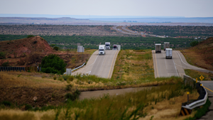 Long Haul Trucks Highway Desert Dreamstime Xxl 193793689