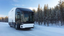 Air temperatures in the Arctic Circle dropped as low as minus-22 degrees Fahrenheit during the tests of the Volta Zero. Air temperatures in the Arctic Circle dropped as low as minus-22 degrees Fahrenheit during the tests of the Volta Zero.