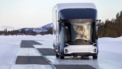 Volta Zero testing included running the EV delivery truck over different road traction conditions, including ice. Volta Zero testing included running the EV delivery truck over different road traction conditions, including ice.