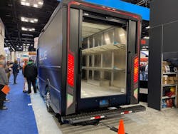 The rear of Blue Arc&apos;s all-electric Class 3 delivery walk-in van.