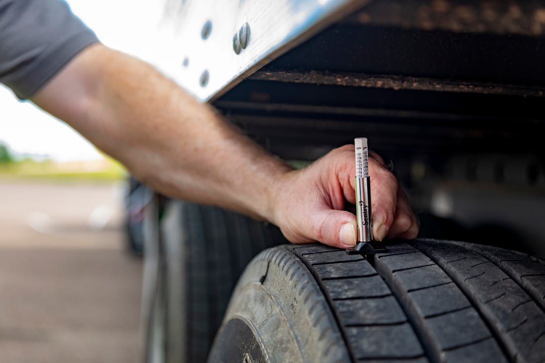 A proper pre-trip inspection involves drivers checking tire pressure before they hit the road. A proper pre-trip inspection involves drivers checking tire pressure before they hit the road.