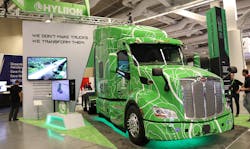 The Class 8 Hyliion ERX solution comprises a fully electric powertrain with an onboard generator fueled by CNG for a range of 1,000 miles. The Class 8 Hyliion ERX solution comprises a fully electric powertrain with an onboard generator fueled by CNG for a range of 1,000 miles.