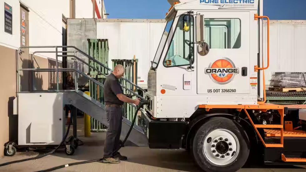 Orange EV suggests that fleets take advantage of opportunity charging to keep the tractors&apos; batteries powered to optimal levels during operations.