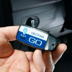 Geotab&apos;s GO device, which works on all kinds of vehicles, including EVs, providing performance and diagnostic data to fleets that use them.