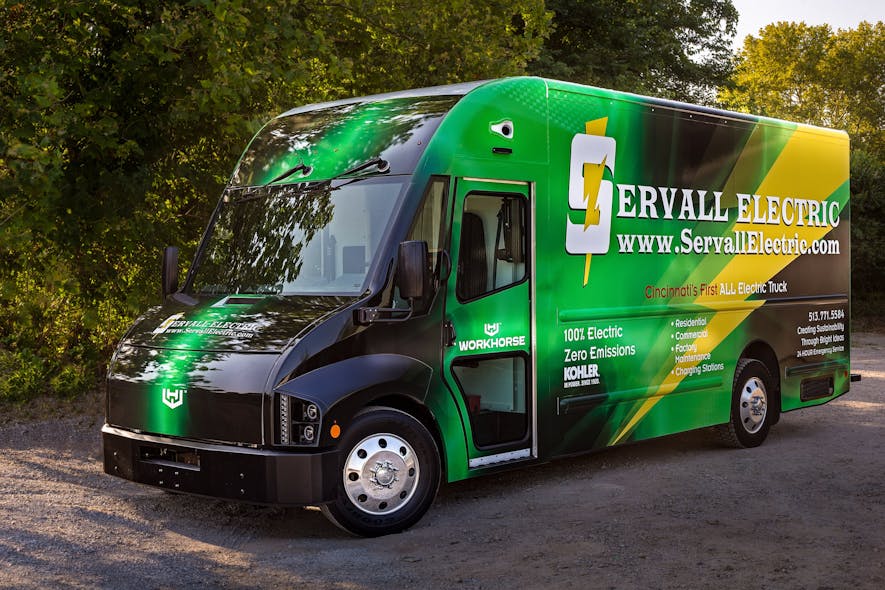 Servall Electric&apos;s Workhorse C1000 Class 4 step van.