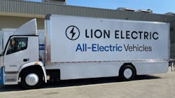 The all-electric Lion6 from Lion Electric Co. at 2022 Work Truck Week in March in Indianapolis. The all-electric Lion6 from Lion Electric Co. at 2022 Work Truck Week in March in Indianapolis.