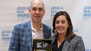FleetOwner Editor-in-Chief Cristina Commendatore, right, and executive editor Josh Fisher at the 2022 Jesse H. Neal Awards in New York.